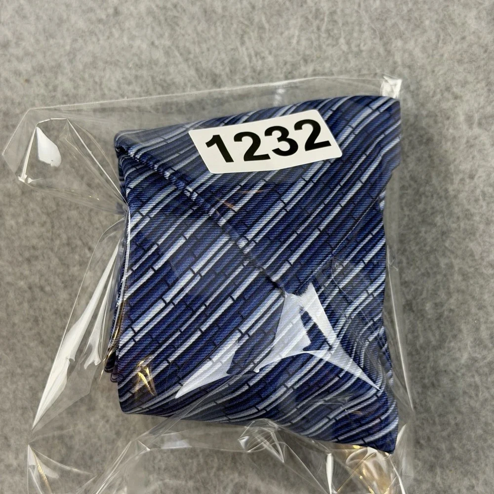 Vintage Battistoni Roma Blue White Striped Silk Tie Made in Italy 59x3.25